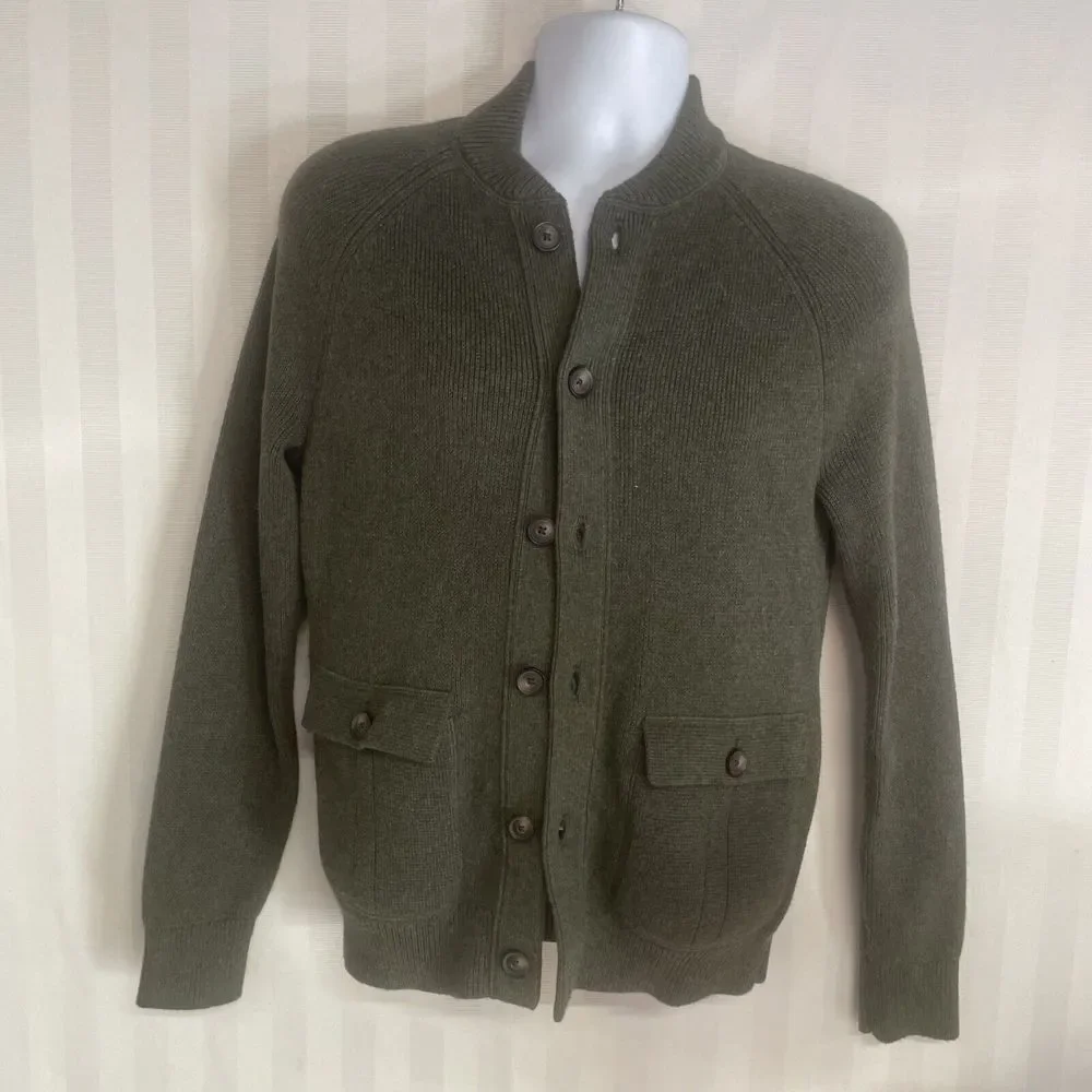 Banana Republic Cardigan Sweater Mens S/ P Gray Cotton 6-Button Long Sleeve
